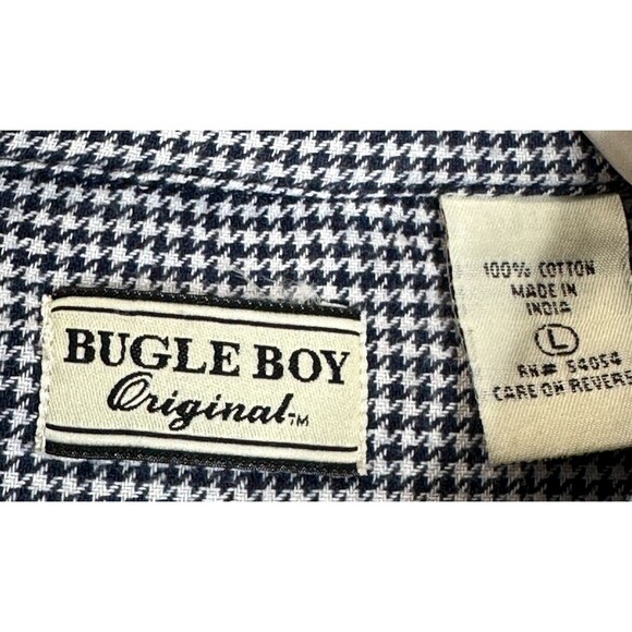 Bugle Boy Original Shirt Men's SZ L Houndstooth Button Up Sleeve & Chest Pockets - Picture 9 of 10